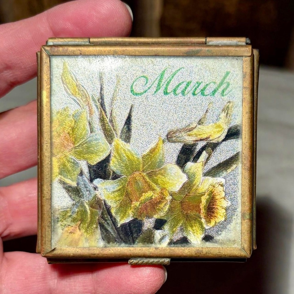 Vintage March glass and brass box